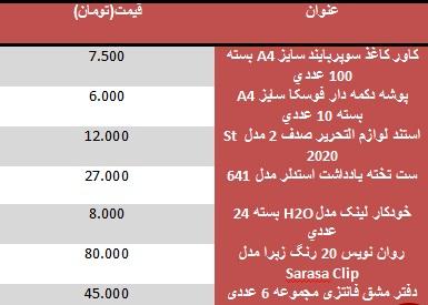 آخرین قیمت لوازم التحریر در بازار/جدول