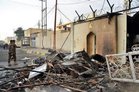 تصویری از کنسولگری ایران در نجف پس از آتش سوزی
