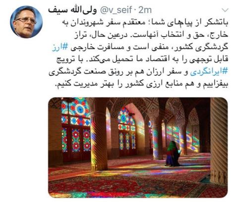 جدیدترین اظهار سیف درباره سفر شهروندان به خارج