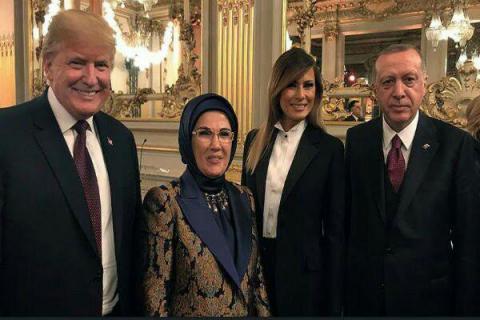 عکس یادگاری ترامپ و اردوغان در کنار همسرانشان